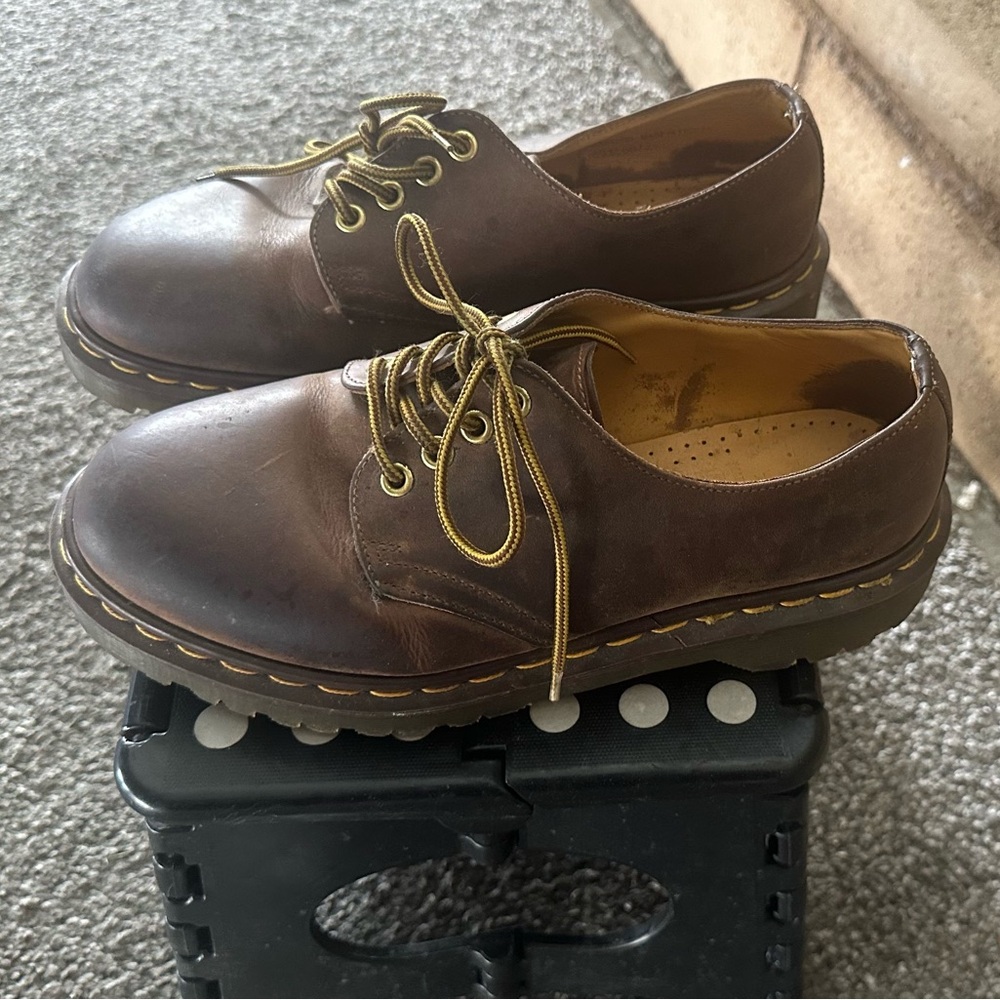 Dr. Martens Brown Leather Men's Oxfords - Picture 6 of 8